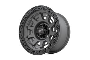GMC K15/K1500 Pickup Wheel - Rough Country - 85 Series One-Piece with Matte Black Simulated Bead Lock - Gunmetal Gray/Black - '70-'74
